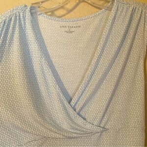 Ann Taylor Sleeveless Top - Size Large - Blue/White